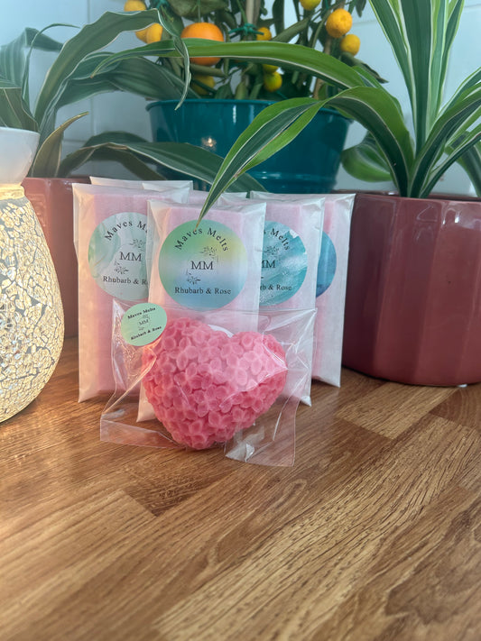 Rhubarb & Rose Wax Melt Heart Shape