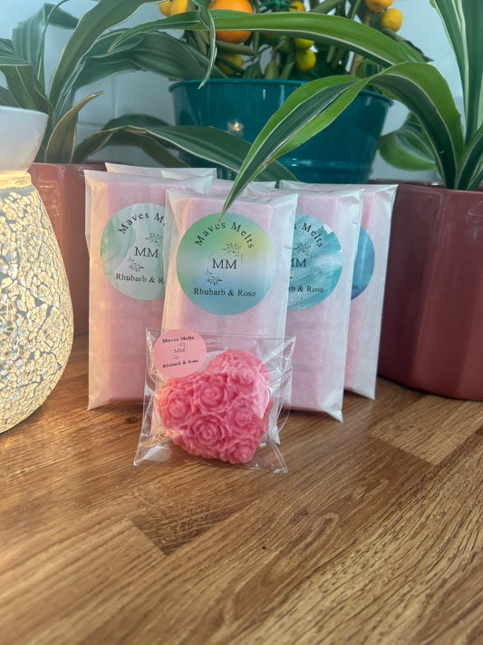 Rhubarb & Rose Wax Melt Mini Heart